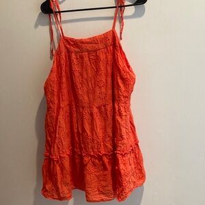 Altar'd State Orange Tiered Ruffled Camisole Dress